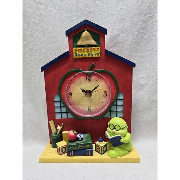 VTG Scholastic Book Fair Clock School Library Teacher Hand Painted Collectible - Picture 1 of 9